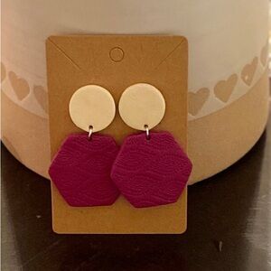 Magenta Polygon Clay Earrings